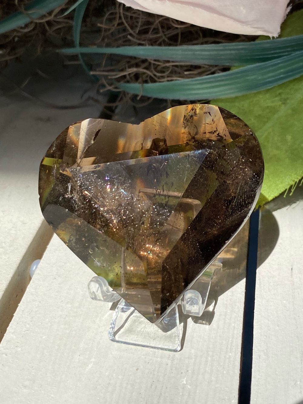 Faceted Smokey Quartz Heart